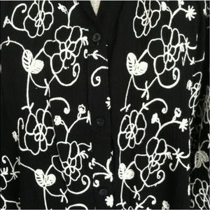 Once Again Woman Embroidered Floral Gauze Top